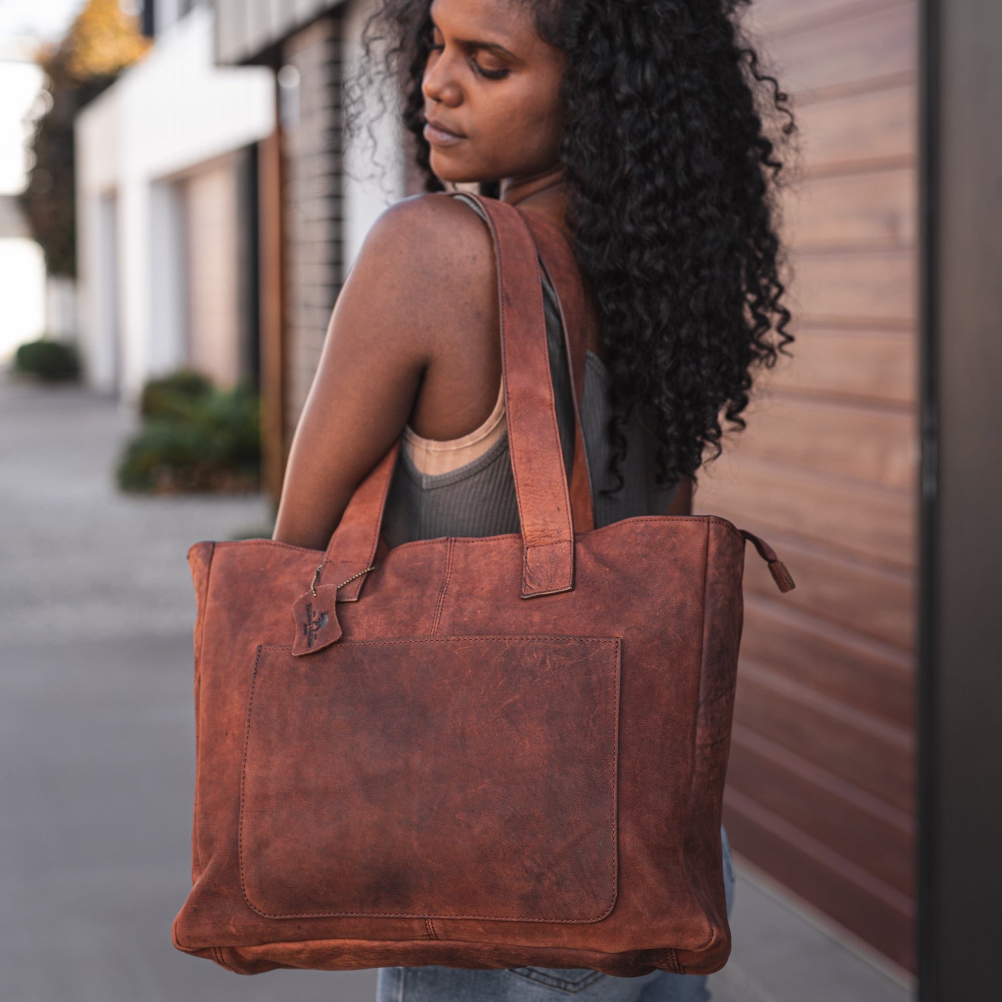 Leather Tote Bag for Laptop Astev