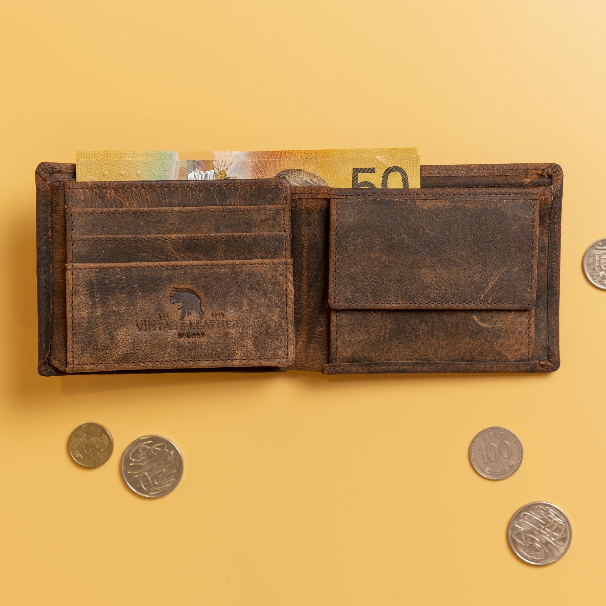 Mens Leather Trifold Wallet Braxton